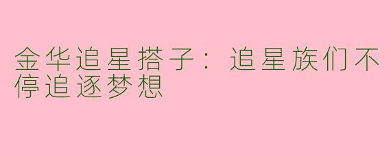 金华追星搭子：追星族们不停追逐梦想