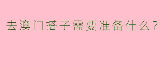 去澳门搭子需要准备什么？  