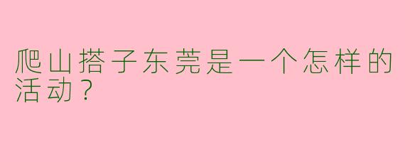 爬山搭子东莞是一个怎样的活动？
