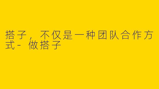 搭子，不仅是一种团队合作方式-做搭子