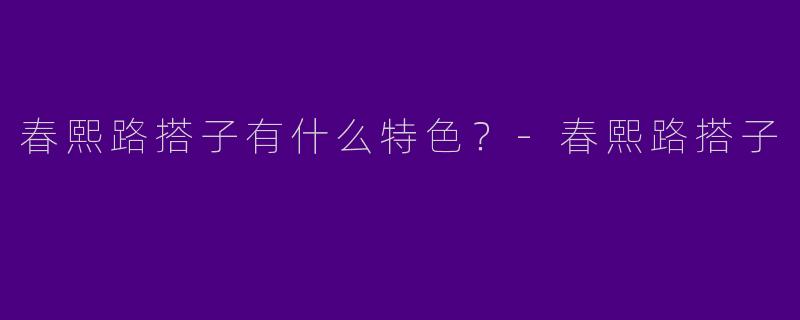 春熙路搭子有什么特色?