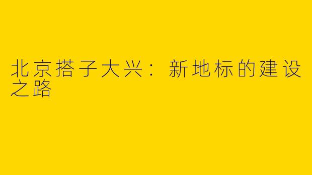 北京搭子大兴：新地标的建设之路