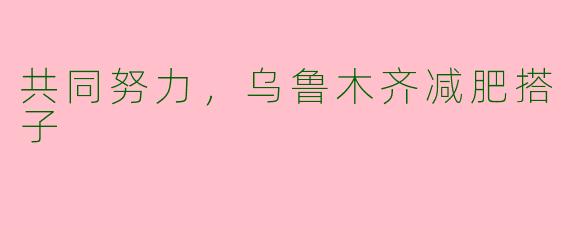 共同努力，乌鲁木齐减肥搭子