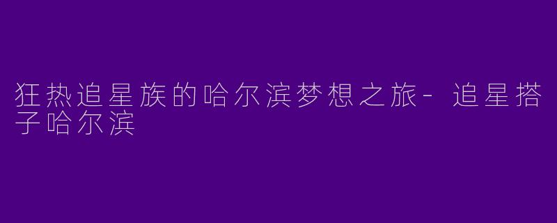 狂热追星族的哈尔滨梦想之旅-追星搭子哈尔滨