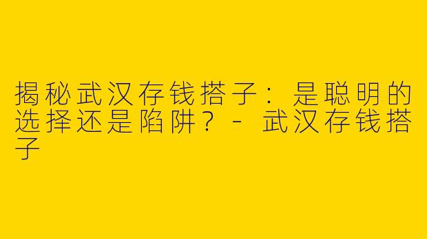 揭秘武汉存钱搭子：是聪明的选择还是陷阱？-武汉存钱搭子