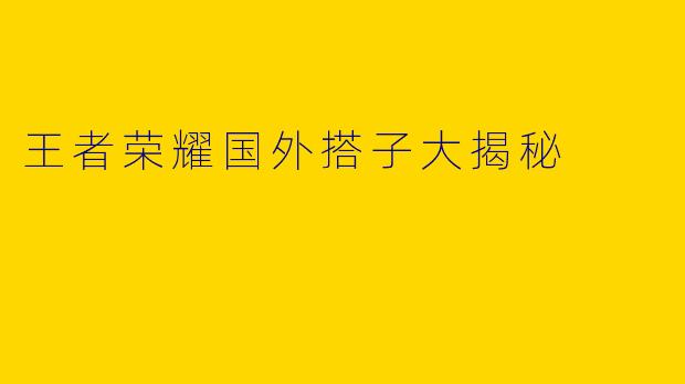 王者荣耀国外搭子大揭秘