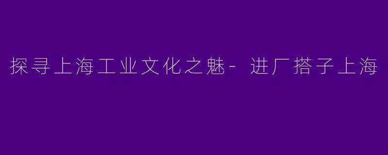 探寻上海工业文化之魅-进厂搭子上海