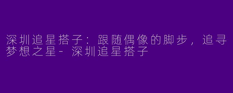 深圳追星搭子：跟随偶像的脚步，追寻梦想之星-深圳追星搭子