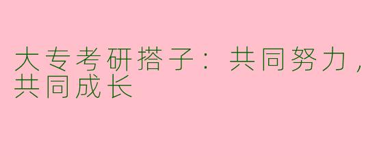 大专考研搭子：共同努力，共同成长