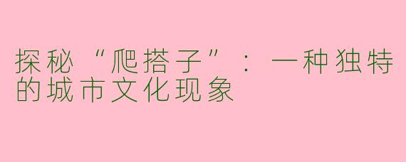 探秘“爬搭子”：一种独特的城市文化现象