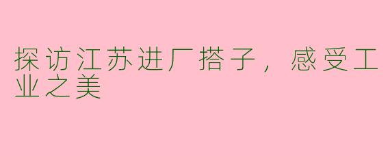 探访江苏进厂搭子，感受工业之美