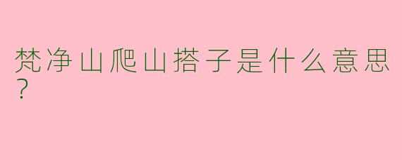梵净山爬山搭子是什么意思？