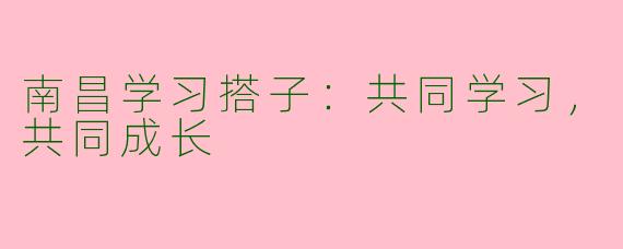 南昌学习搭子：共同学习，共同成长