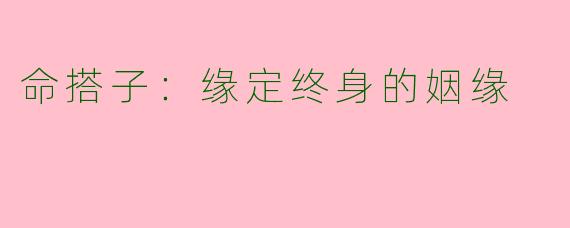 命搭子：缘定终身的姻缘