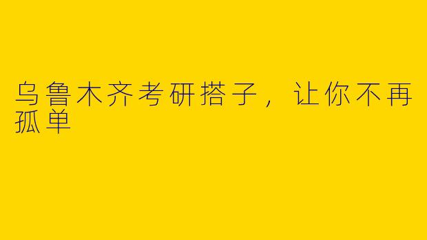 乌鲁木齐考研搭子，让你不再孤单