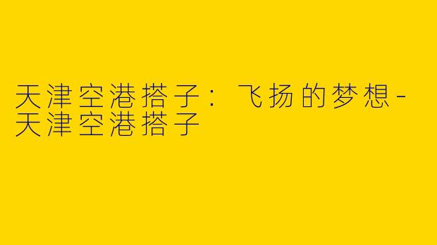 天津空港搭子：飞扬的梦想-天津空港搭子
