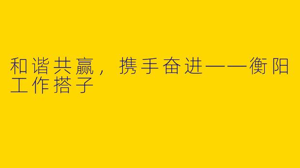 和谐共赢，携手奋进——衡阳工作搭子