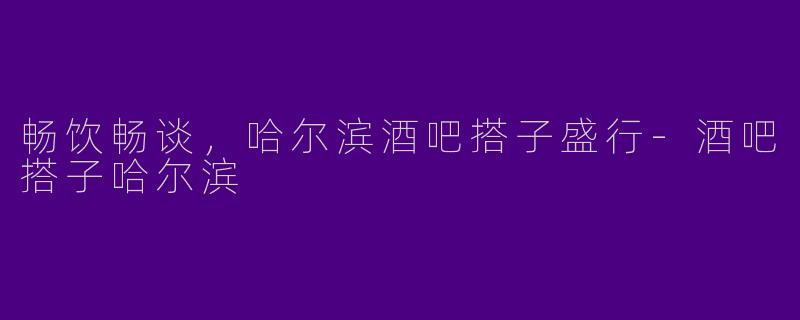 畅饮畅谈，哈尔滨酒吧搭子盛行-酒吧搭子哈尔滨