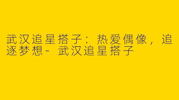 武汉追星搭子：热爱偶像，追逐梦想