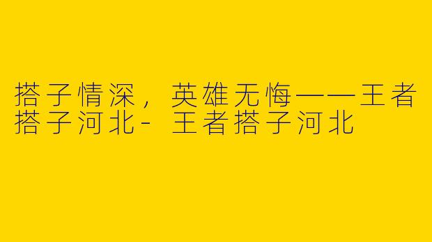 搭子情深，英雄无悔——王者搭子河北-王者搭子河北
