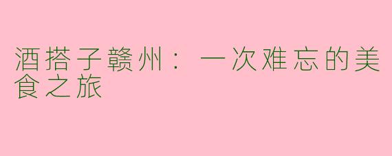 酒搭子赣州:一次难忘的美食之旅