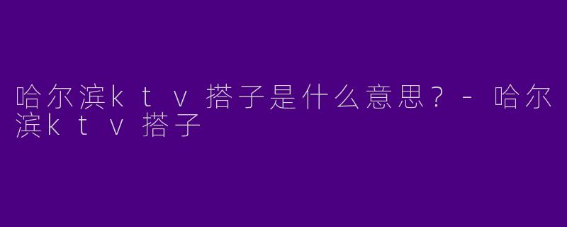 哈尔滨ktv搭子是什么意思？