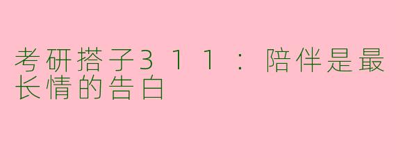 考研搭子311：陪伴是最长情的告白