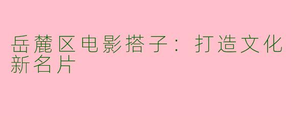 岳麓区电影搭子：打造文化新名片