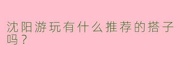 沈阳游玩有什么推荐的搭子吗？