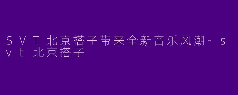 SVT北京搭子带来全新音乐风潮-svt北京搭子