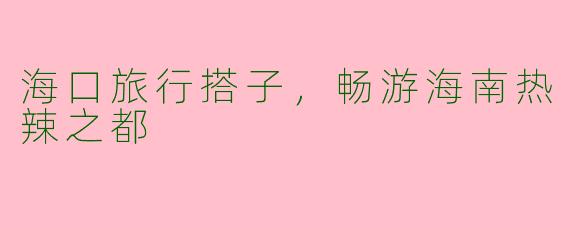 海口旅行搭子，畅游海南热辣之都
