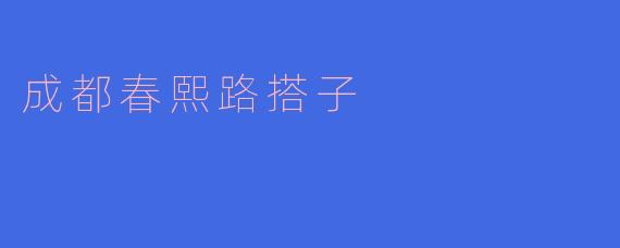 成都春熙路搭子的独特魅力