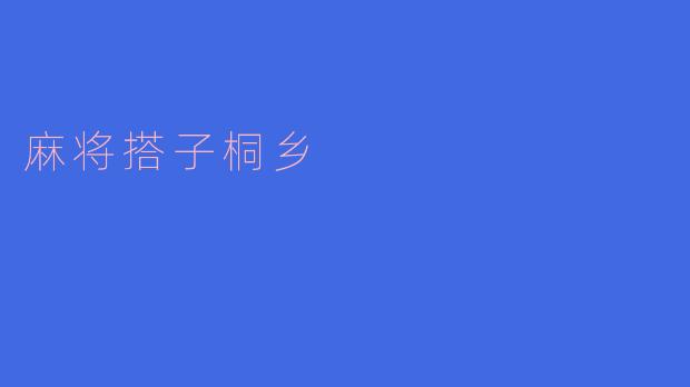 探秘麻将搭子桐乡