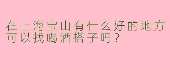 在上海宝山有什么好的地方可以找喝酒搭子吗?