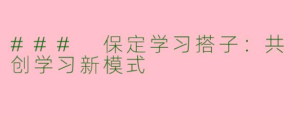 ### 保定学习搭子：共创学习新模式