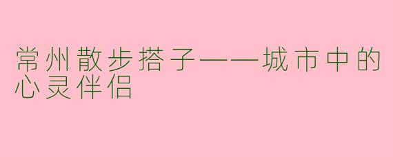 常州散步搭子——城市中的心灵伴侣
