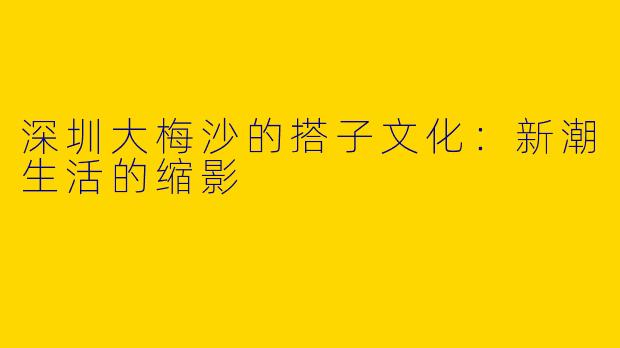 深圳大梅沙的搭子文化：新潮生活的缩影