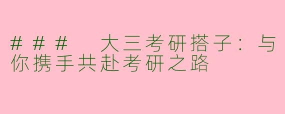 ### 大三考研搭子：与你携手共赴考研之路