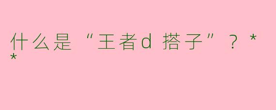 什么是“王者d搭子”？**