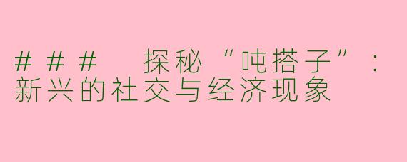 ### 探秘“吨搭子”：新兴的社交与经济现象