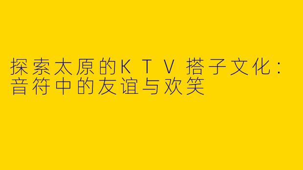 探索太原的KTV搭子文化：音符中的友谊与欢笑