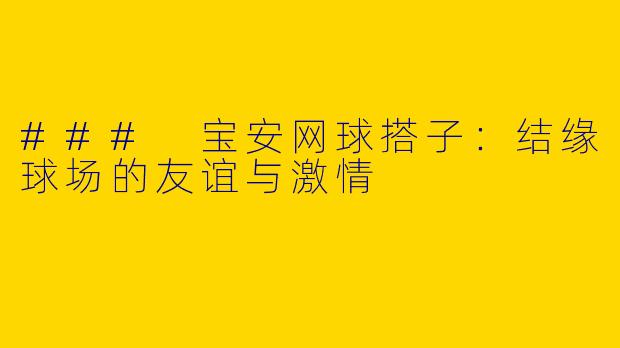 ### 宝安网球搭子：结缘球场的友谊与激情