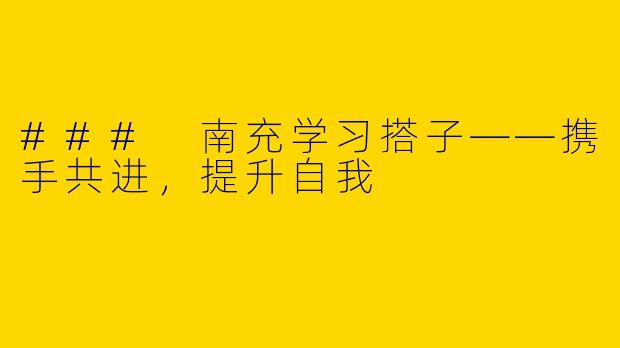 ### 南充学习搭子——携手共进，提升自我