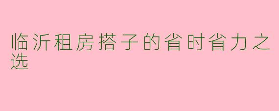 临沂租房搭子的省时省力之选