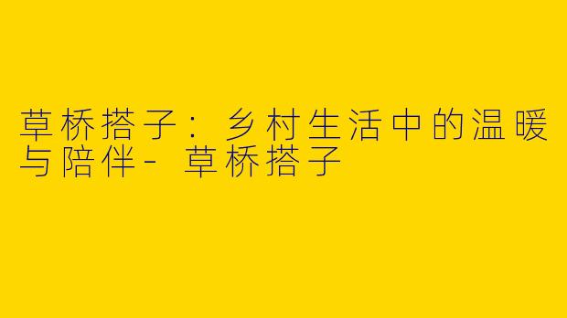 草桥搭子：乡村生活中的温暖与陪伴-草桥搭子