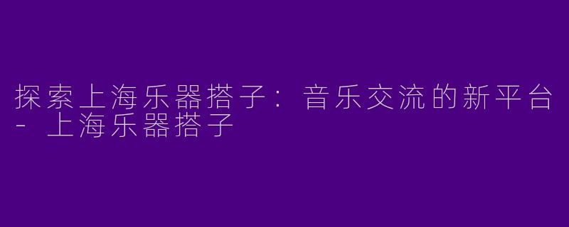 探索上海乐器搭子：音乐交流的新平台-上海乐器搭子