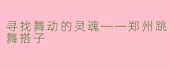 寻找舞动的灵魂——郑州跳舞搭子