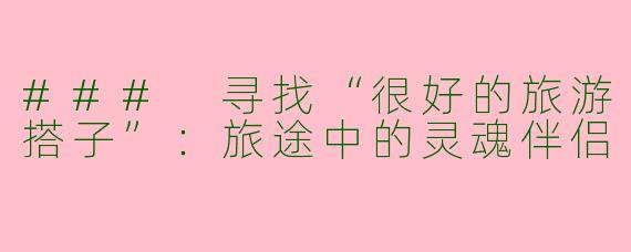 ### 寻找“很好的旅游搭子”：旅途中的灵魂伴侣