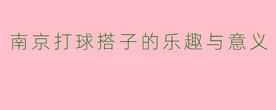 南京打球搭子的乐趣与意义