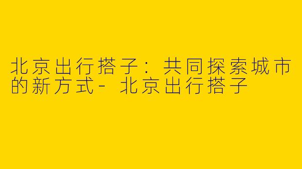 北京出行搭子：共同探索城市的新方式-北京出行搭子